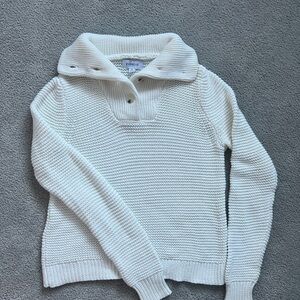 Evereve Cream Cowl Neck Button Sweater Cozy Knit XS